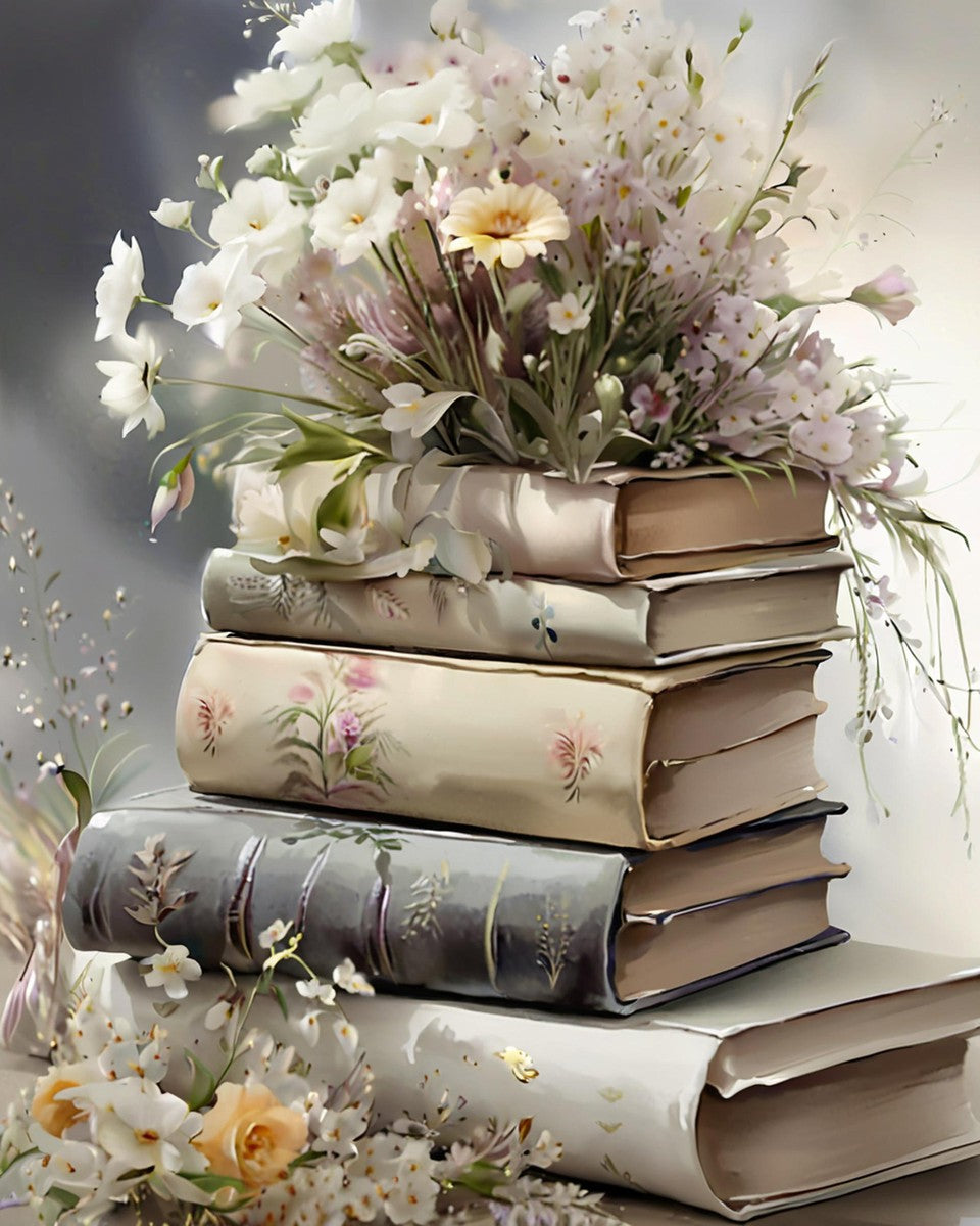 Vintage Floral Books – Paint by Numbers Kit