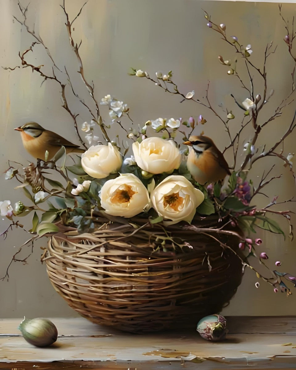 Birds and Rose Basket – Paint by Numbers Kit