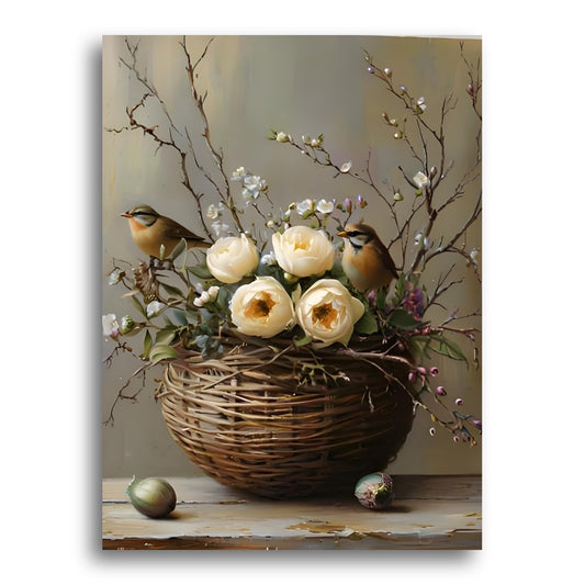 Birds and Rose Basket – Paint by Numbers Kit
