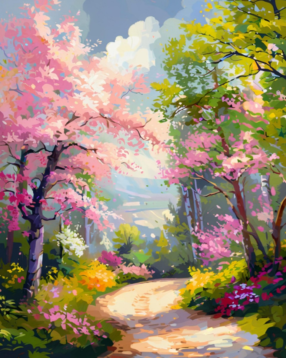 Blossom Pathway Garden – Paint by Numbers Kit