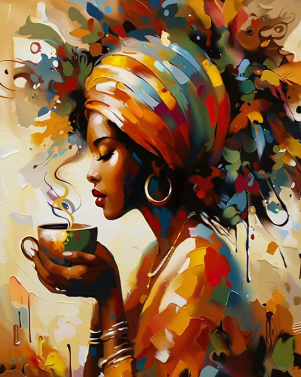 Serene Woman with Coffee – Paint by Numbers Kit