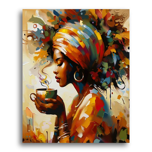 Serene Woman with Coffee – Paint by Numbers Kit