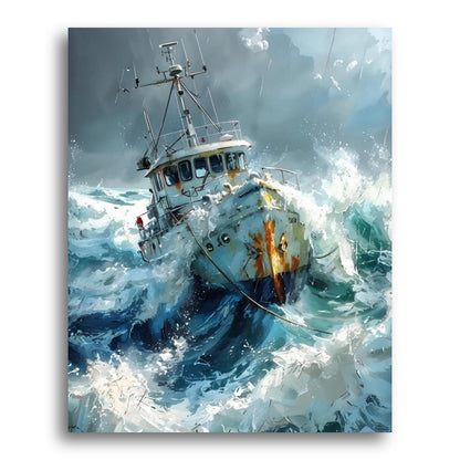 Rusty Fishing Boat Storm – Paint by Numbers Kit