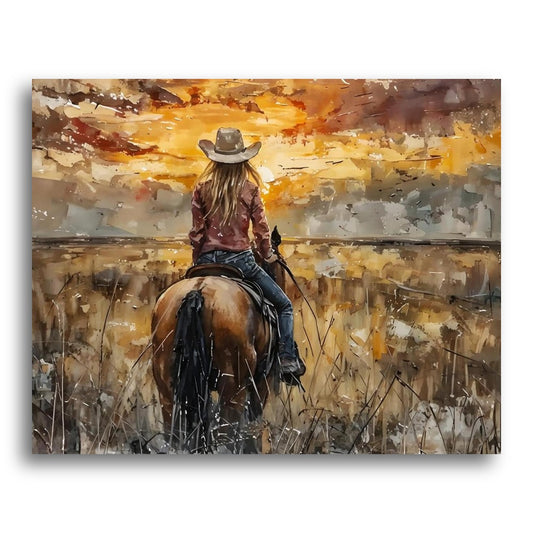 Sunset Rider on Horse – Paint by Numbers Kit