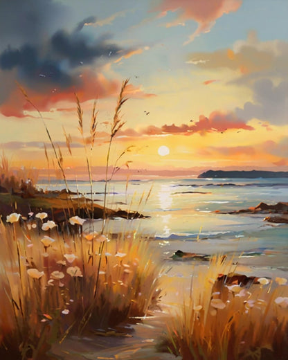 Sunset Coastal Meadow – Paint by Numbers Kit