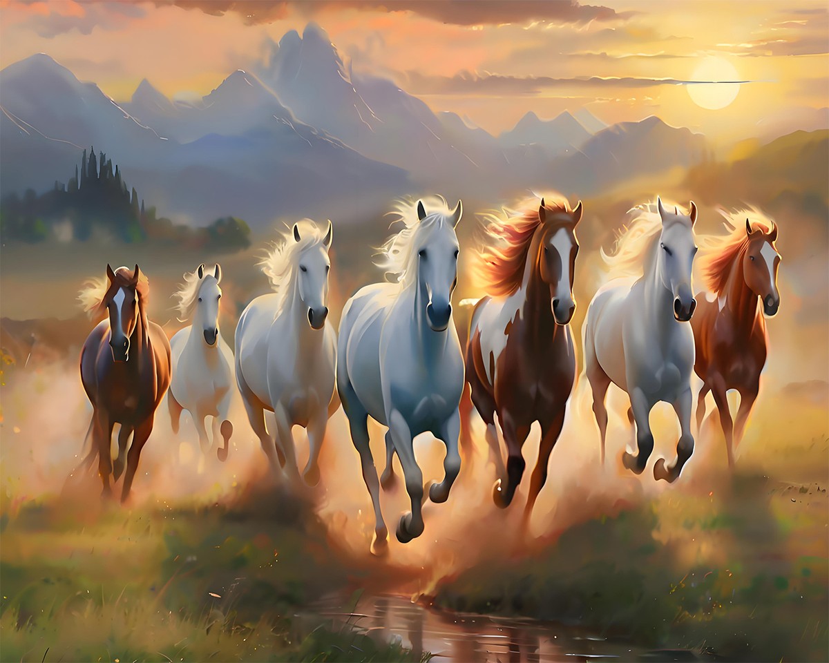 Sunset Galloping Horses – Paint by Numbers Kit