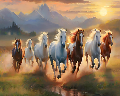 Sunset Galloping Horses – Paint by Numbers Kit