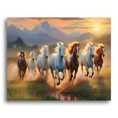 Sunset Galloping Horses – Paint by Numbers Kit
