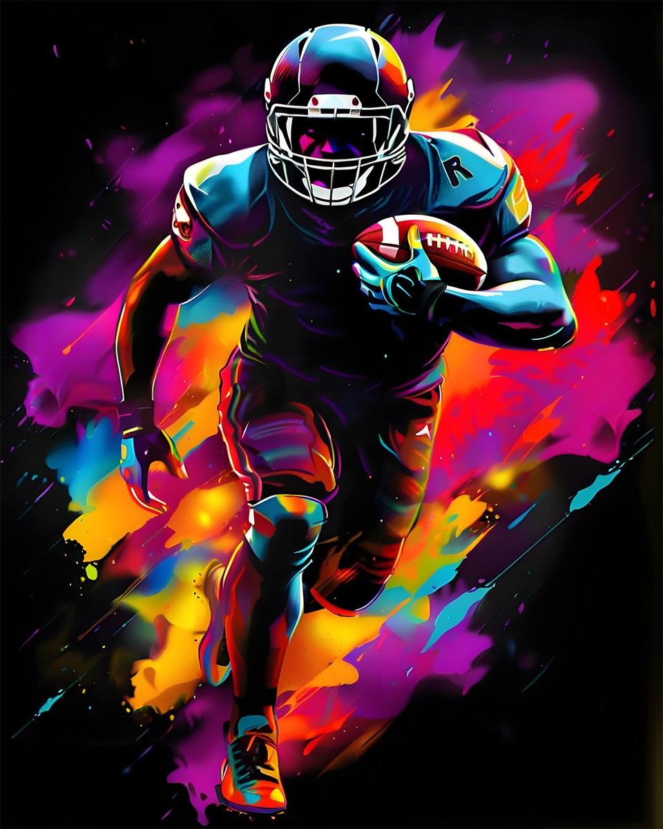 Dynamic Football Runner – Paint by Numbers Kit