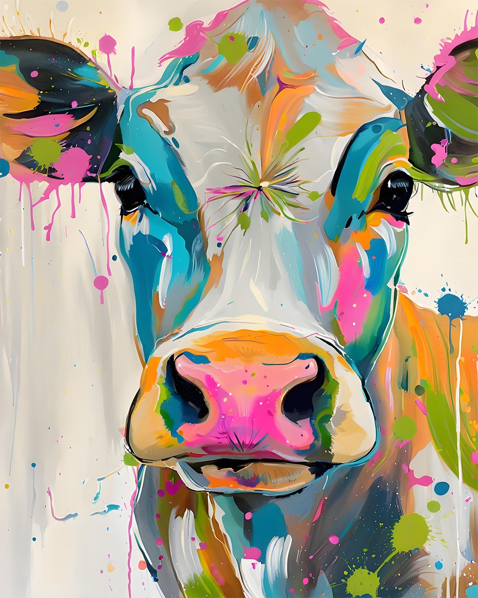 Vibrant Colorful Cow – Paint by Numbers Kit