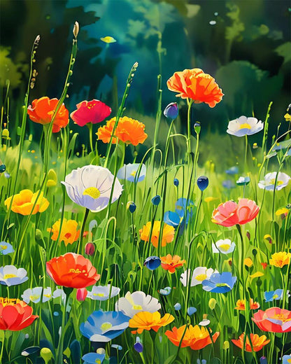 Vibrant Wildflower Meadow – Paint by Numbers Kit
