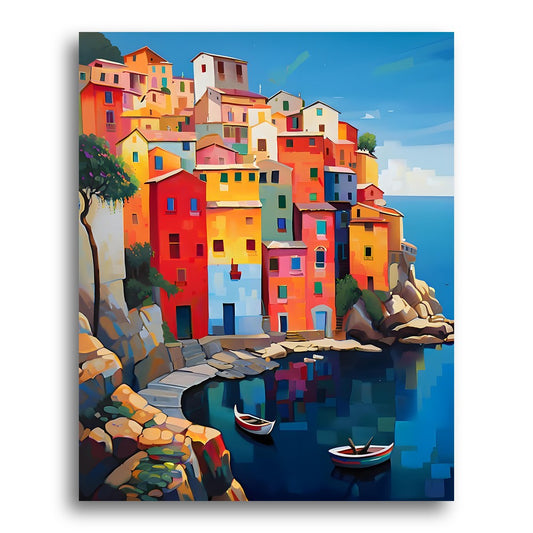 Coastal Village Boats – Paint by Numbers Kit