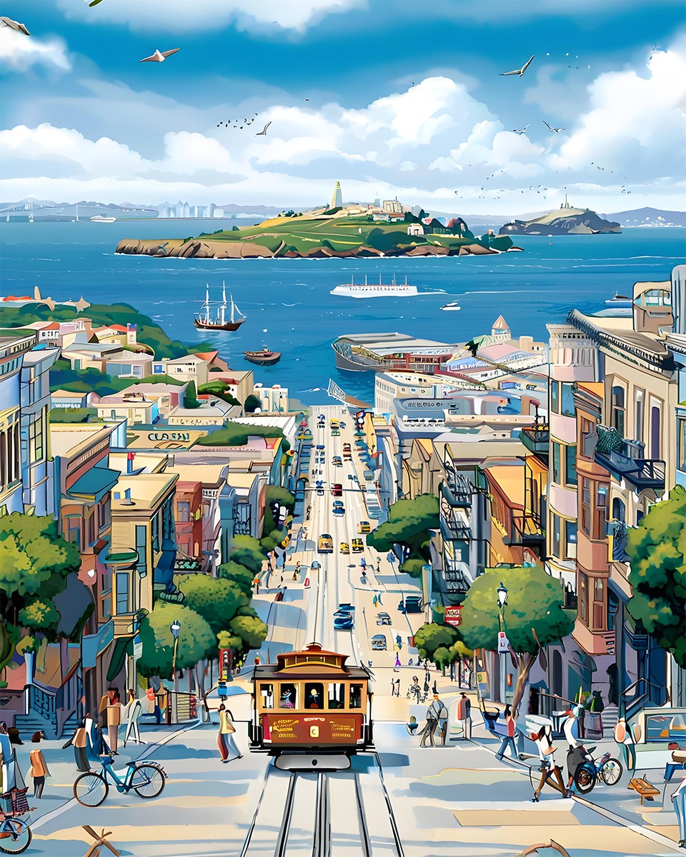 San Francisco Cable Car – Paint by Numbers Kit