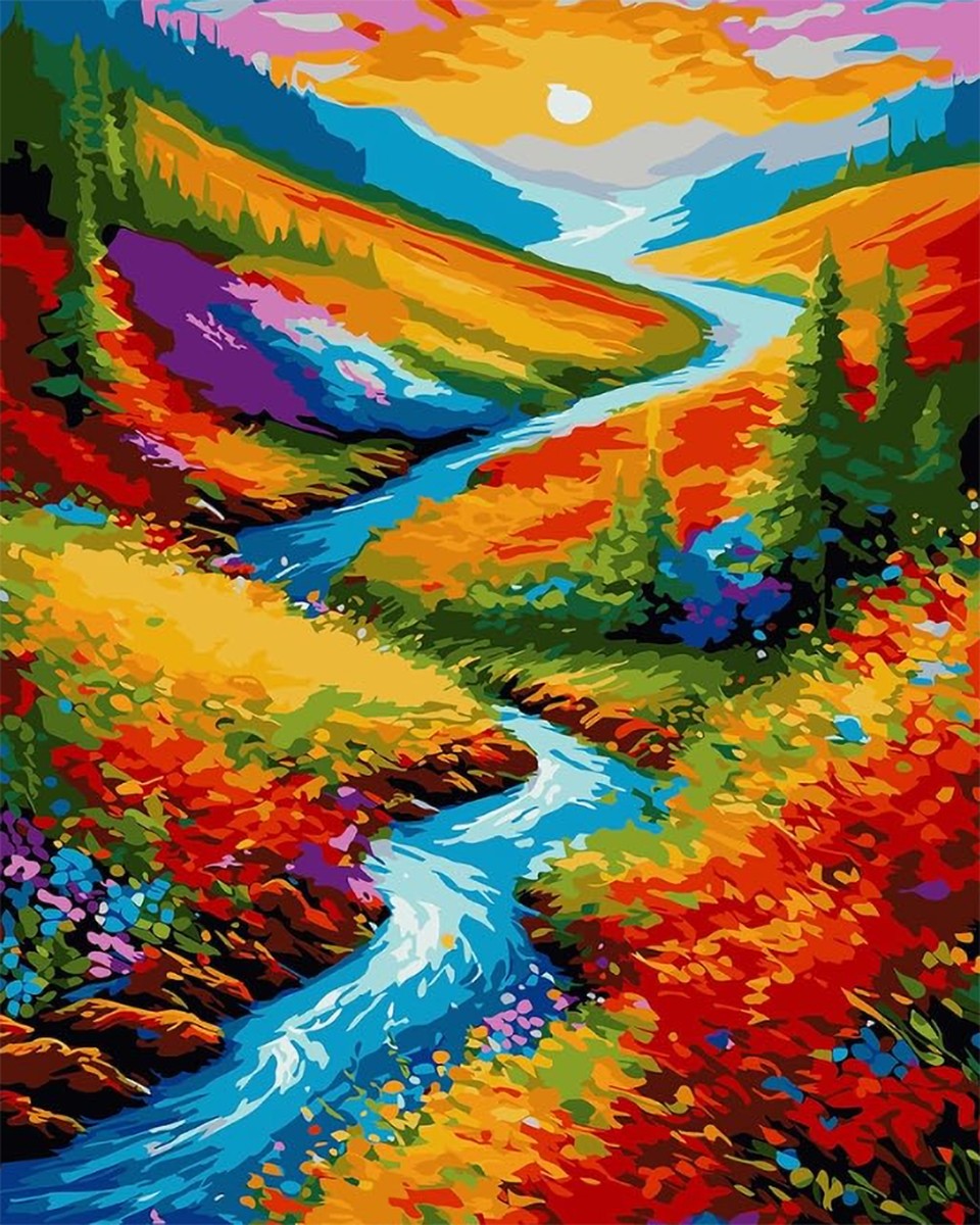 Sunset River Valley – Paint by Numbers Kit
