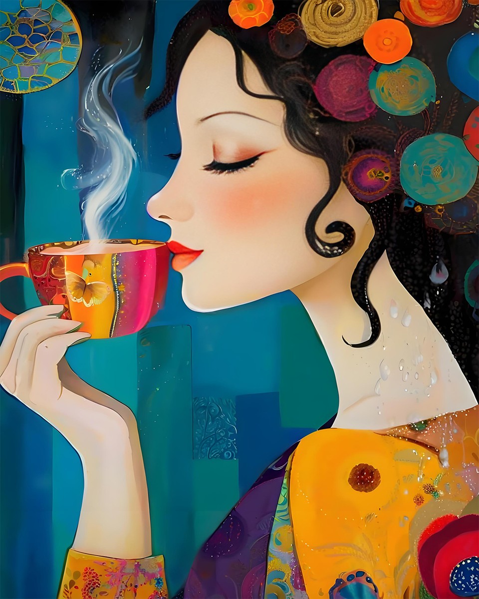 Serene Woman with Tea – Paint by Numbers Kit