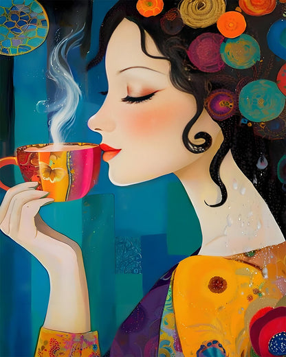 Serene Woman with Tea – Paint by Numbers Kit