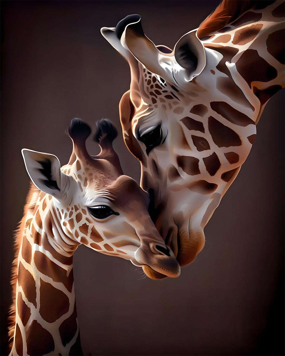 Tender Giraffe Embrace – Paint by Numbers Kit