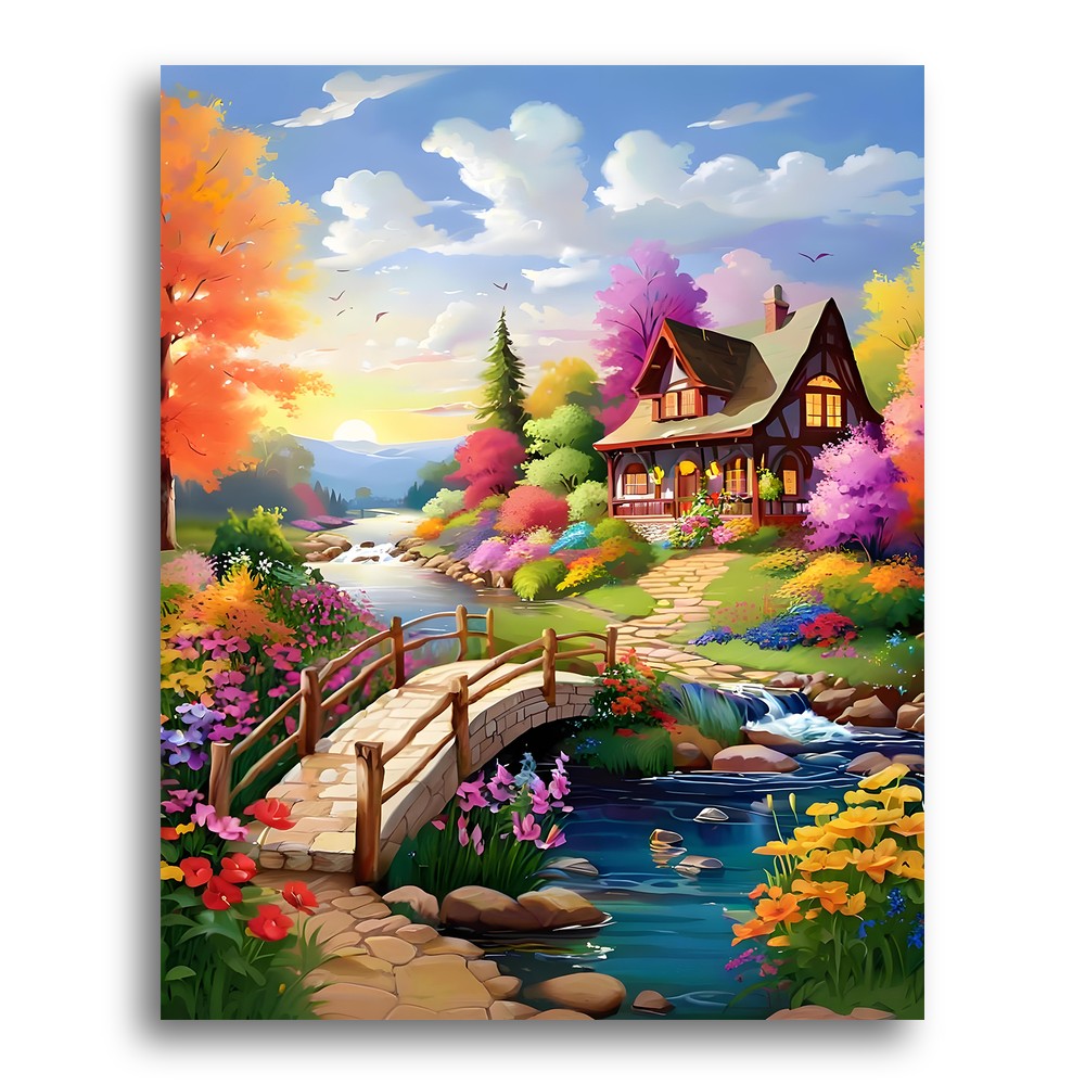 Sunset Cottage Garden – Paint by Numbers Kit