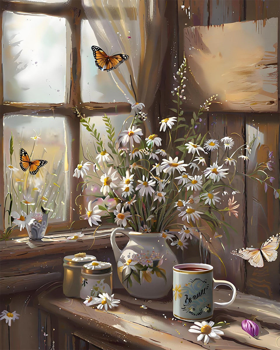 Daisy Bouquet with Butterflies – Paint by Numbers Kit