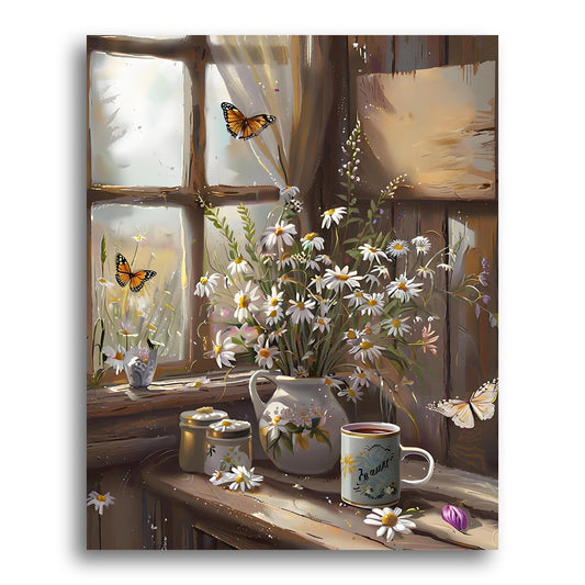 Daisy Bouquet with Butterflies – Paint by Numbers Kit