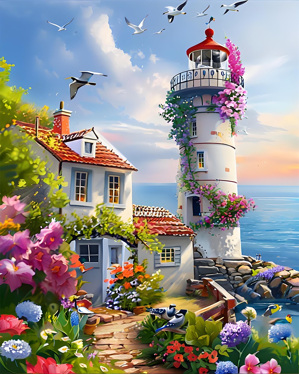 Coastal Lighthouse Garden – Paint by Numbers Kit