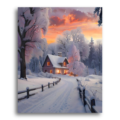 Winter Cottage Glow – Paint by Numbers Kit