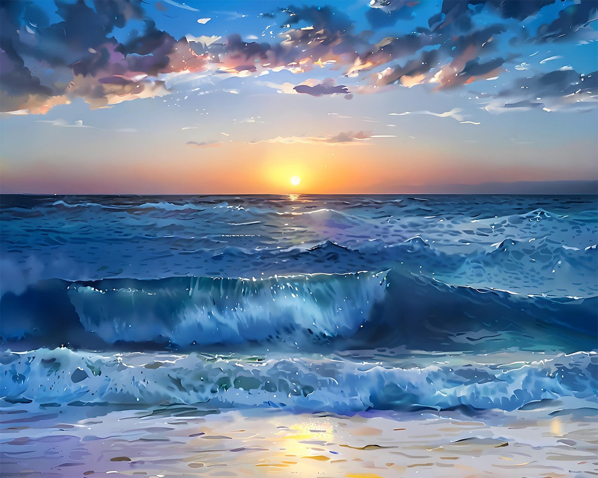Sunset Ocean Waves – Paint by Numbers Kit