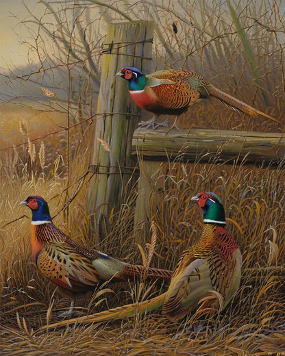 Autumn Pheasant Trio – Paint by Numbers Kit