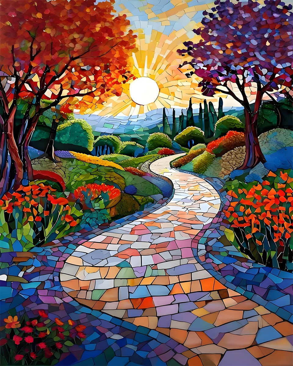 Sunlit Mosaic Pathway – Paint by Numbers Kit