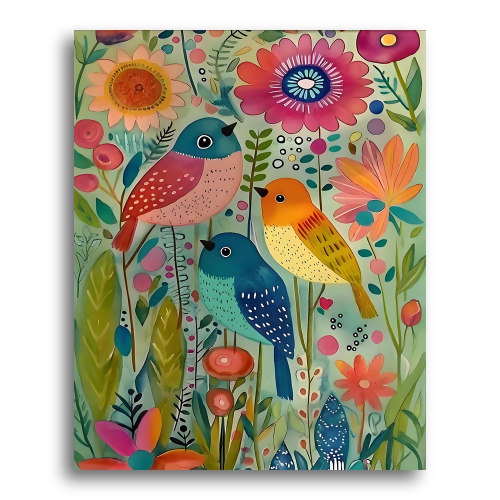 Colorful Garden Birds – Paint by Numbers Kit
