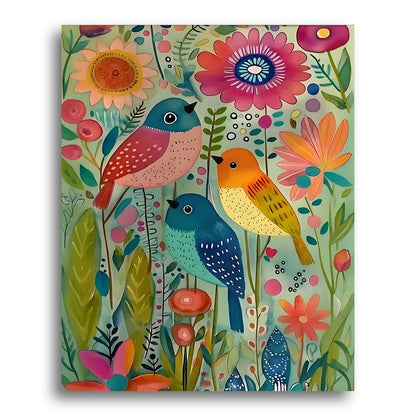 Colorful Garden Birds – Paint by Numbers Kit