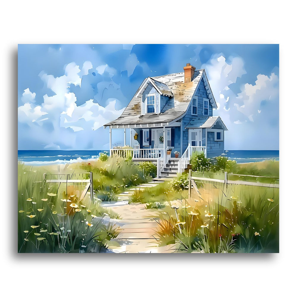 Coastal Blue Cottage – Paint by Numbers Kit