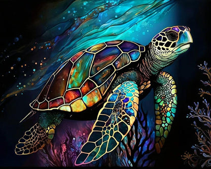 Stained Glass Sea Turtle – Paint by Numbers Kit