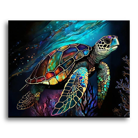 Stained Glass Sea Turtle – Paint by Numbers Kit