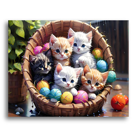 Playful Kittens Basket – Paint by Numbers Kit