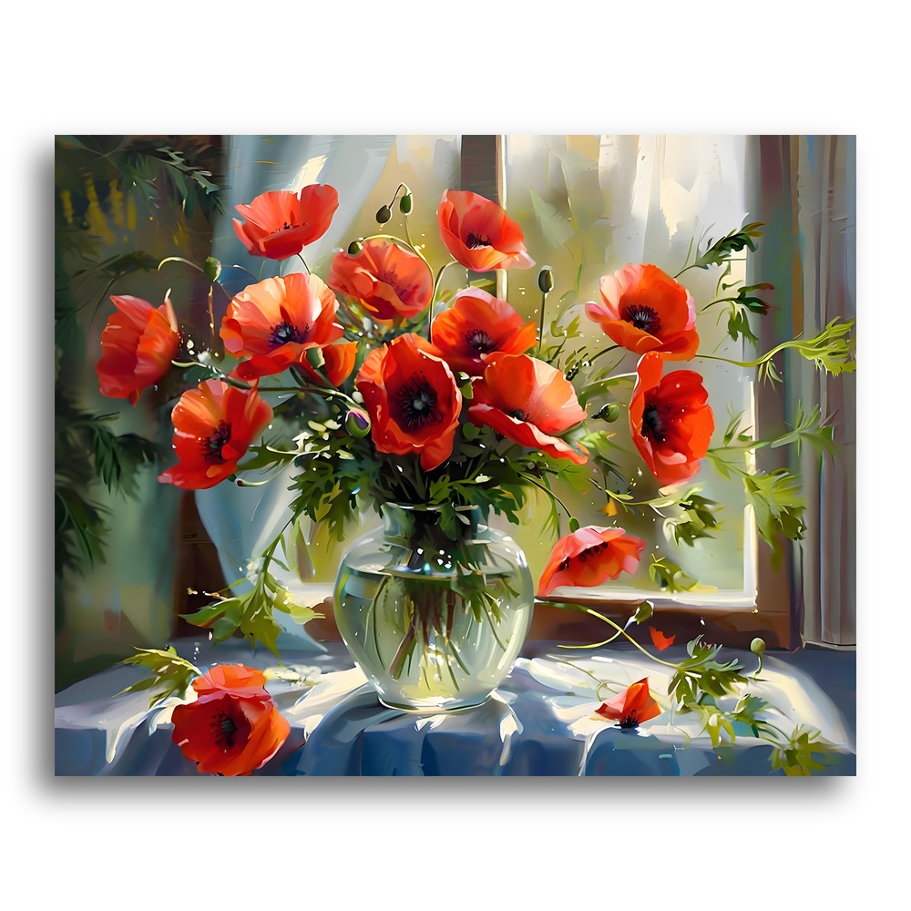 Radiant Red Poppy Bouquet – Paint by Numbers Kit