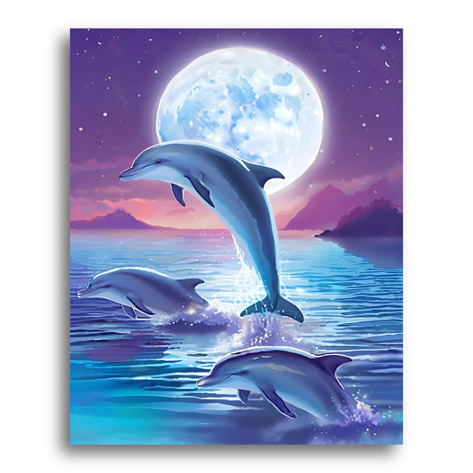 Moonlit Dolphin Leap – Paint by Numbers Kit