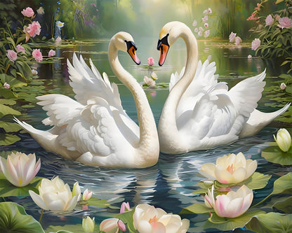 Graceful Swan Pair – Paint by Numbers Kit