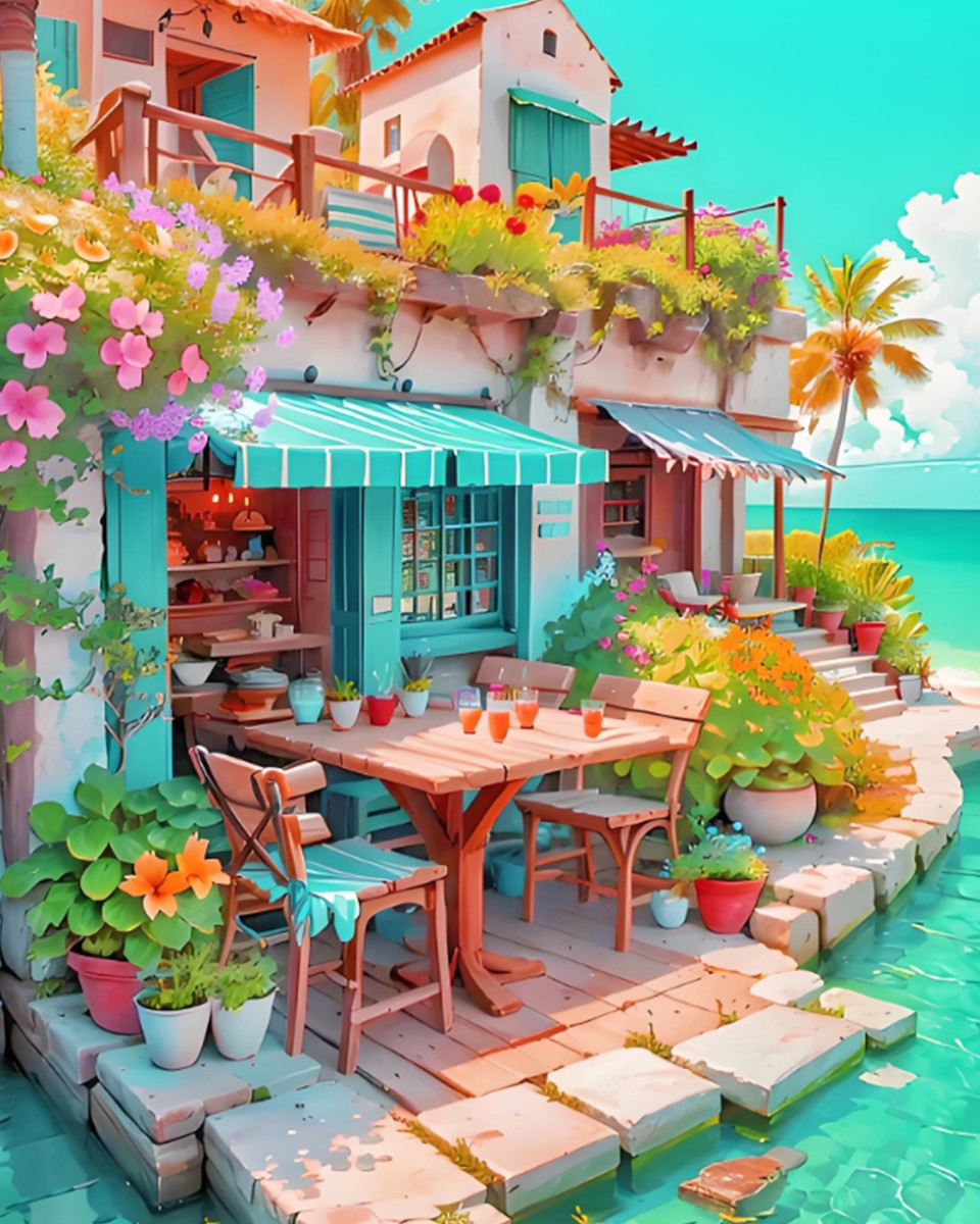 Coastal Garden Cafe – Paint by Numbers Kit