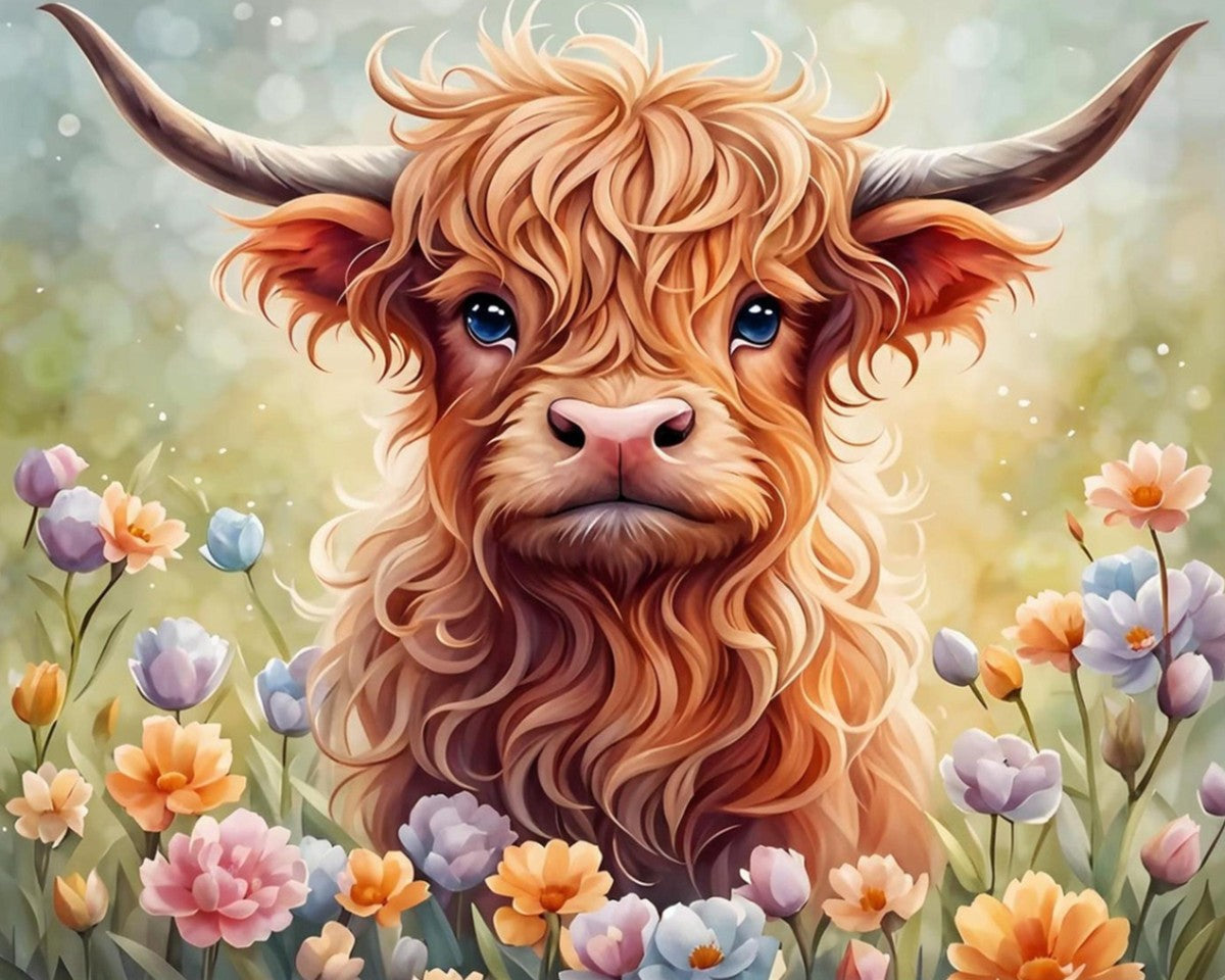 Highland Calf Meadow – Paint by Numbers Kit