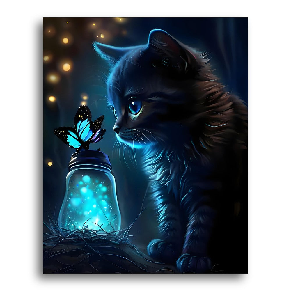 Midnight Cat and Butterfly – Paint by Numbers Kit