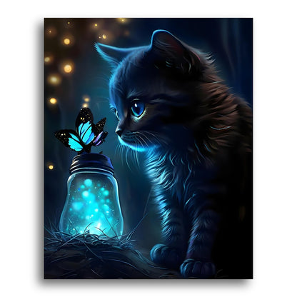 Midnight Cat and Butterfly – Paint by Numbers Kit