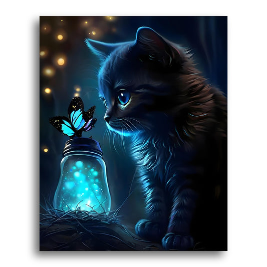 Midnight Cat and Butterfly – Paint by Numbers Kit