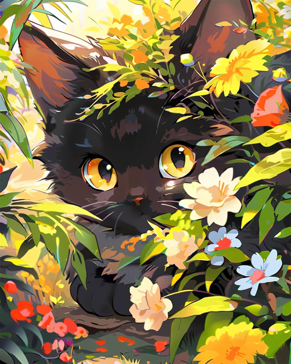 Curious Black Cat – Paint by Numbers Kit