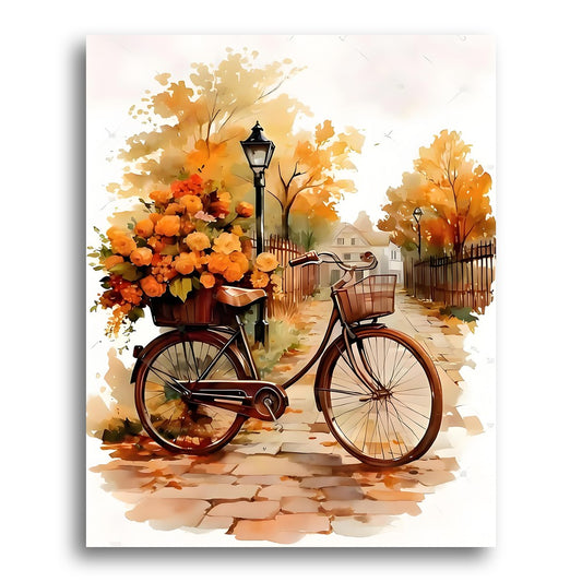 Autumn Bicycle Blooms – Paint by Numbers Kit
