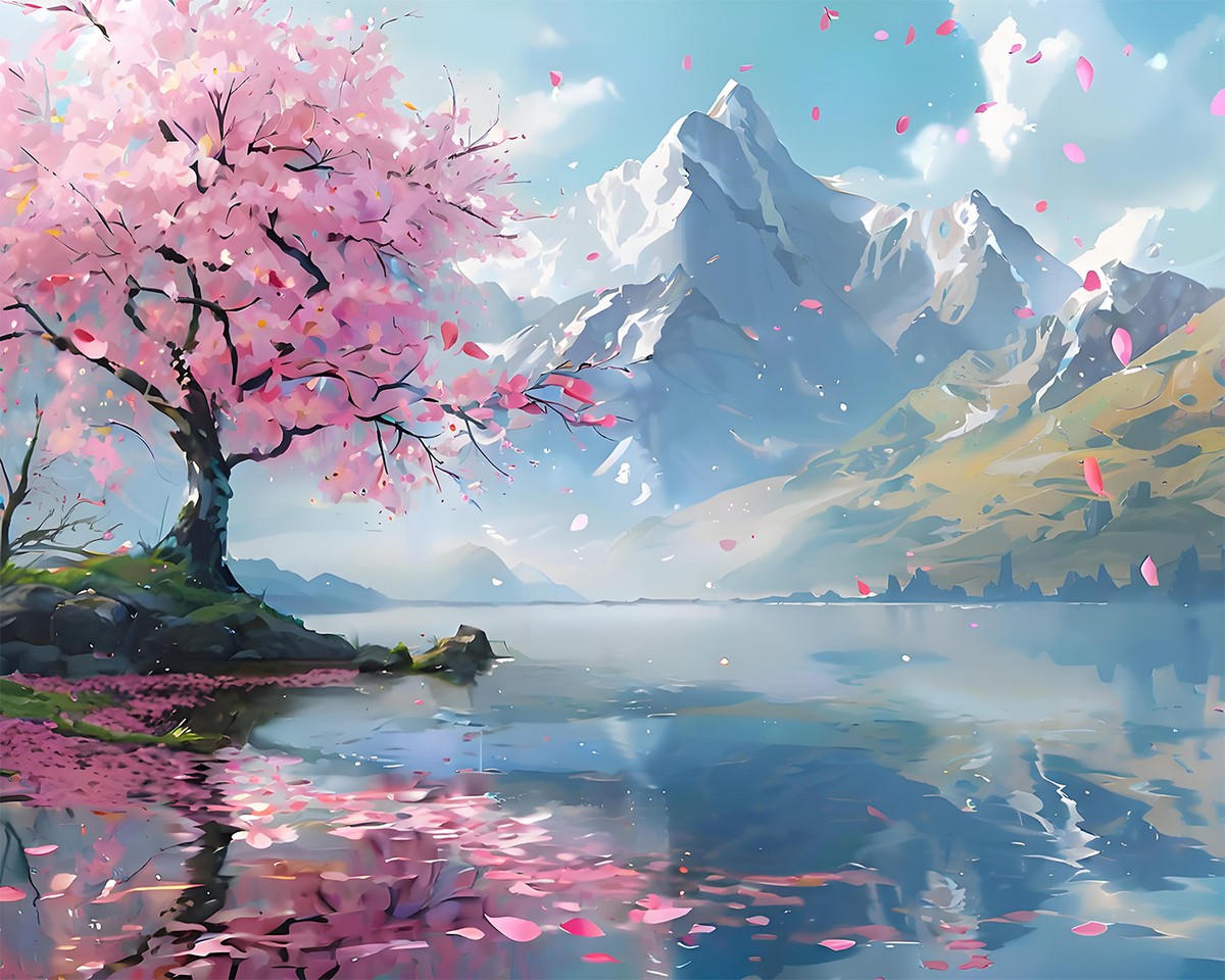 Blossom Lake Mountains – Paint by Numbers Kit