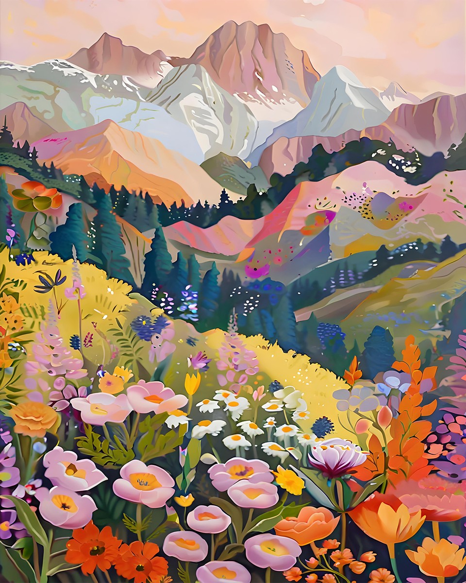Mountain Wildflower Meadow – Paint by Numbers Kit