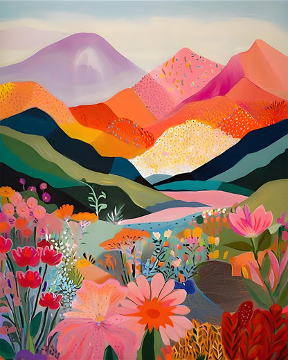 Vibrant Mountain Meadow – Paint by Numbers Kit