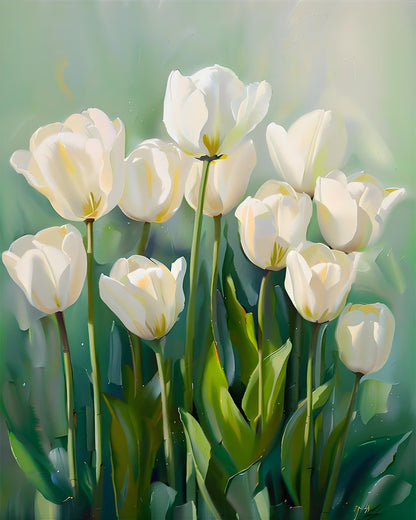 Elegant White Tulips – Paint by Numbers Kit