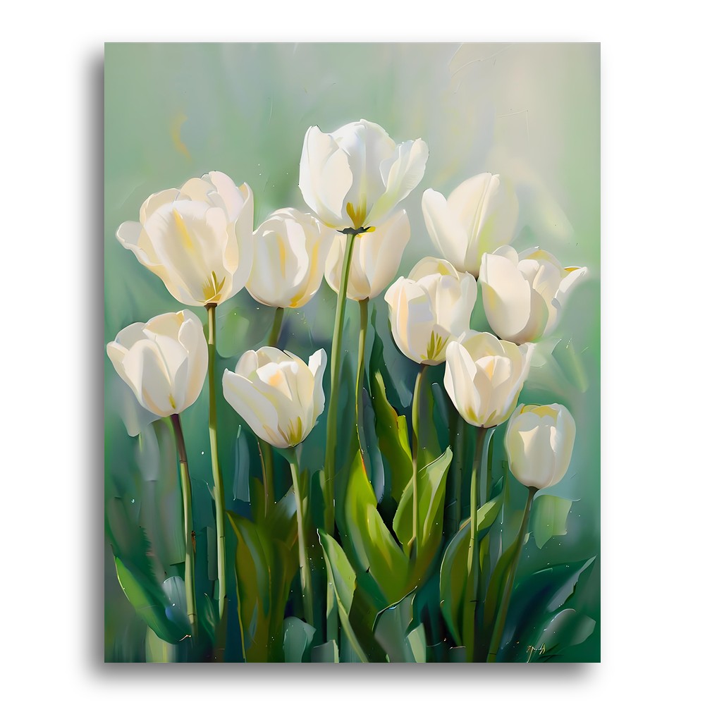 Elegant White Tulips – Paint by Numbers Kit